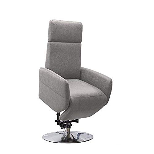 Cavadore TV-Sessel Cobra mit 2 E-Motoren und Aufstehhilfe / Elektrischer Fernsehsessel mit Fernbedienung / Relaxfunktion, Liegefunktion / bis 130 kg / M: 71 x 110 x 82 / Lederoptik Hellgrau von CAVADORE