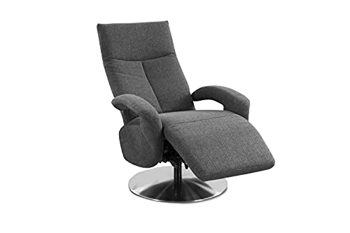 CAVADORE TV-Sessel Tirol / Fernsehsessel mit manuell verstellbarer Relaxfunktion / 74 x 112 x 82 / Strukturstoff: Grau von CAVADORE