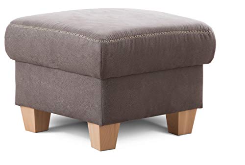 Cavadore Hocker Wisconsin / Sofa-Hocker, Sitzhocker, bzw. Fußbank mit Stauraum im Landhausstil / Holzfüße in Buche / Mikrofaser / Größe: 58 x 45 x 58 cm (BxHxT) / Farbe: Grau von CAVADORE