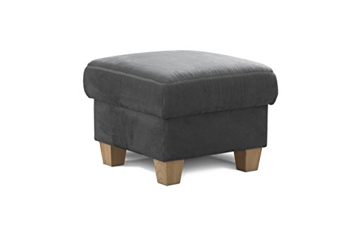 Cavadore Hocker Wisconsin / Sofa-Hocker, Sitzhocker, bzw. Fußbank mit Stauraum im Landhausstil / Holzfüße in Buche / Mikrofaser in Lederoptik / Größe: 58 x 45 x 58 cm (BxHxT) / Farbe:Grau von CAVADORE