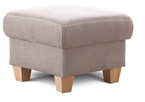 Cavadore Hocker Wisconsin / Sofa-Hocker, Sitzhocker, bzw. Fußbank mit Stauraum im Landhausstil / Holzfüße in Buche / Mikrofaser in Lederoptik / Größe: 58 x 45 x 58 cm (BxHxT) / Farbe: Hellgrau von CAVADORE
