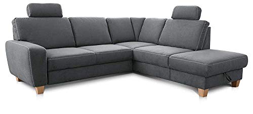 Cavadore Ecksofa Wisconsin mit Federkern / Eck-Couch mit 2 Kopfstützen / Landhausstil / Holzfüße in Buche / Mikrofaser / Größe: 248 x 88 x 215 cm (BxHxT) / Farbe: Grau Cavadore Ecksofa Wisconsin mit Federkern / Eck-Couch mit 2 Kopfstützen / Landhausstil / Holzfüße in Buche / Mikrofaser / Größe: 248 x 88 x 215 cm (BxHxT) / Farbe: Grau von CAVADORE