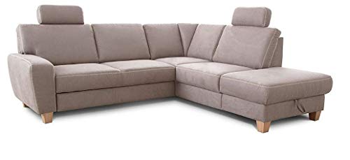 Cavadore Ecksofa Wisconsin mit Federkern / Couchgarnitur in Lederoptik mit 2 Kopfstützen / Landhausstil / Holzfüße in Buche / Mikrofaser in Lederoptik / 248 x 88 x 215 cm / Hellgrau Cavadore Ecksofa Wisconsin mit Federkern / Couchgarnitur in Lederoptik mit 2 Kopfstützen / Landhausstil / Holzfüße in Buche / Mikrofaser in Lederoptik / 248 x 88 x 215 cm / Hellgrau von CAVADORE