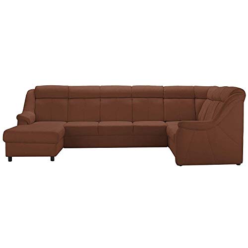 Cavadore Wohnlandschaft Beata mit Longchair links / Polstercouch im modernen Design / 315 x 98 x 211 / Mikrofaser Braun von CAVADORE