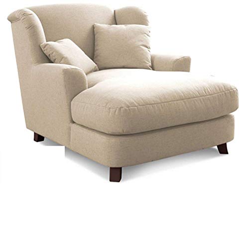 Cavadore XXL-Sessel Assado / Großer Polstersessel mit Holzfüßen und großer Sitzfläche / Inkl. 2 Zierkissen / 109 x 104 x 145 / Flachgewebe Beige von CAVADORE