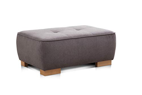 Cavadore XXL Sofa-Hocker "Zappo" / Fußbank, Beistellhocker, Polsterhocker passend zu Polstermöbel "Zappo" / Modernes Design / Holzfüße / 100 x 40 x 66 / Grau von CAVADORE