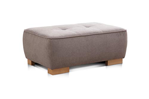 Cavadore XXL Sofa-Hocker "Zappo" / Fußbank, Beistellhocker, Polsterhocker passend zu Polstermöbel "Zappo" / Modernes Design / Holzfüße / 100 x 40 x 66 / Grau-braun von CAVADORE