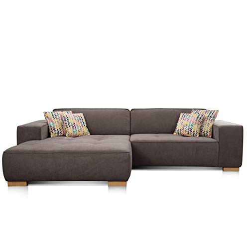 Cavadore Ecksofa "Zappo" mit Federkern und XXL Longchair / XXL Sofa L-Form mit tiefen Sitzflächen / Modernes Design / 293 x 78 x 172 cm / Braun von CAVADORE