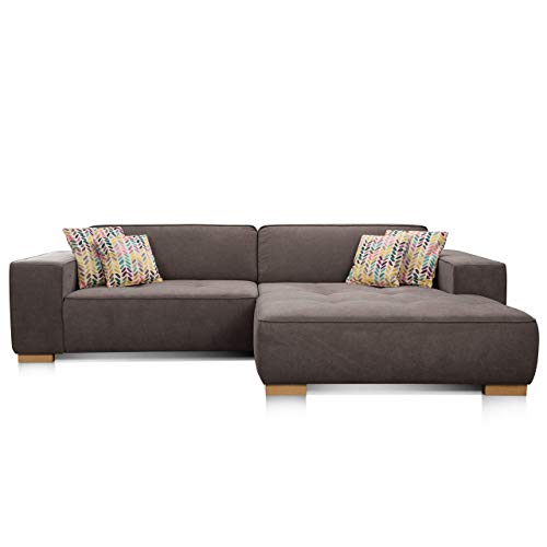 Cavadore Ecksofa "Zappo" mit Federkern, Bettfunktion und XXL Longchair / Schlafcouch mit großer Liegefläche / Modernes Design / 293 x 78 x 172 cm / Braun von CAVADORE