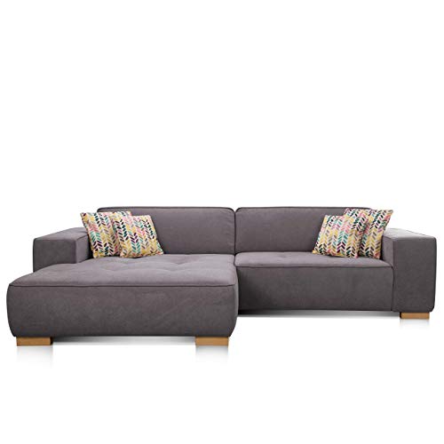 Cavadore Ecksofa "Zappo" mit Federkern, Bettfunktion und XXL Longchair / Schlafcouch mit großer Liegefläche / Modernes Design / 293 x 78 x 172 cm / Grau von CAVADORE