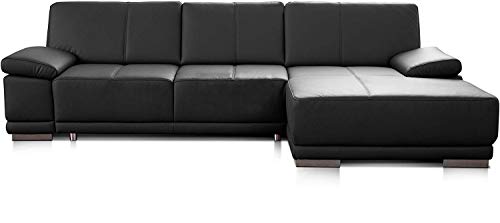 CAVADORE Schlafsofa Corianne / Eckcouch mit Bettfunktion und beidseitiger Armteilverstellung / 282 x 80 x 162 / schwarz von CAVADORE