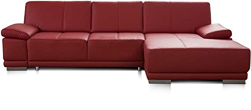 CAVADORE Ecksofa Corianne / Ledercouch inkl. Armteilverstellung und Longchair / 282 x 80 x 162 / Echtleder, rot CAVADORE Ecksofa Corianne / Ledercouch inkl. Armteilverstellung und Longchair / 282 x 80 x 162 / Echtleder, rot von CAVADORE