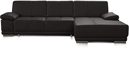 CAVADORE Ecksofa Corianne / Ledercouch inkl. Armteilverstellung und Longchair / 282 x 80 x 162 / Echtleder, braun von CAVADORE