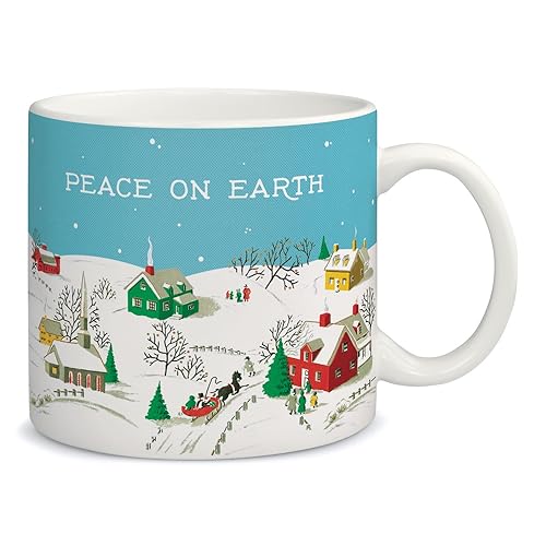 Cavallini, vintage Becher, Kaffeebecher, Keramikbecher Motiv Peace on earth, Weihnachten, Weihnachtsbecher von CAVANILLI & CO.