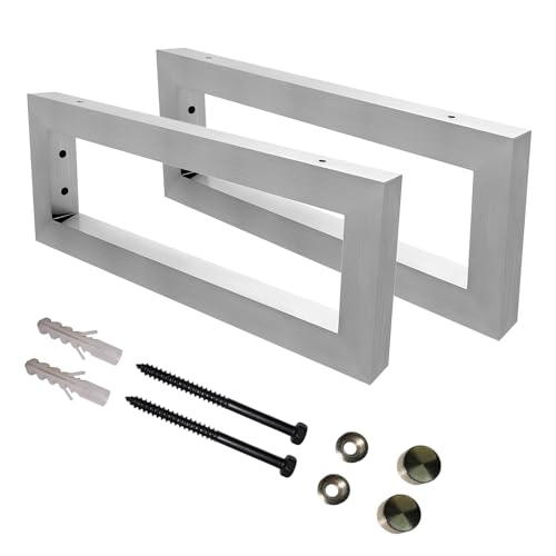 CAVATINY 2X Wand-Konsole RECHTECK | Waschtisch-Halterung stabil | Einfache Wand-Montage | Regal-Halter aus 304 Edelstahl | Konsolen-Träger für Waschbecken & Wand-Regal (Breite 450mm) von CAVATINY