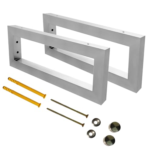 CAVATINY 2er Set Wandkonsole aus Edelstahl - stabile Waschtischhalterung - Regalträger - Halterung für Waschtischplatte - Handtuchhalter (poliert) ( Breite 400mm ) von CAVATINY
