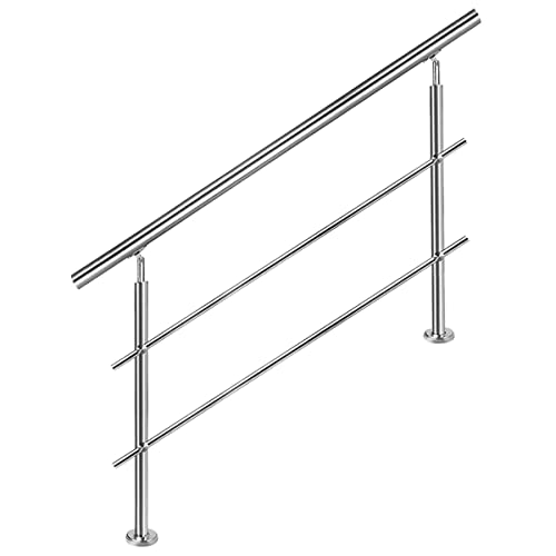 CAVATINY Edelstahl Handlauf Geländer für Treppen Brüstung Balkon mit 2 Querstreben - Innen und Außen Handlauf Geländer Treppengeländer Edelstahl Brüstung Balkon (100CM, 2 Querstreben) von CAVATINY