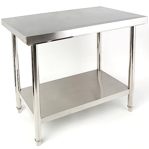 CAVATINY Edelstahl Küche Arbeitstisch - 150x85x60cm - Gastronomie Tisch bis 140kg belastbar - Profi Gastro Edelstahltisch Küchentisch mit Verstellbare Füße und großer unteren Ablagefläche von CAVATINY