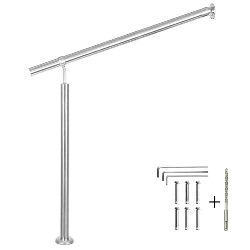 CAVATINY V2A Edelstahl Eingangsgeländer für Treppen Brüstung - Innen und Außen Handlauf Geländer Treppengeländer Edelstahl Wandhandlauf (120cm) von CAVATINY