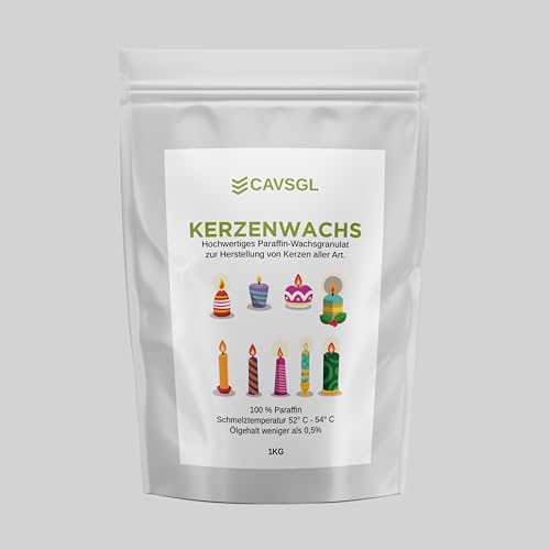 Kerzenwachs Granulat - 1Kg - Weiß - in Pulverform zur Herstellung von Kerzen - Paraffin Wachsgranulat Hochrein - Made in Germany - CAVSGL Kerzenwachs Granulat - 1Kg - Weiß - in Pulverform zur Herstellung von Kerzen - Paraffin Wachsgranulat Hochrein - Made in Germany - CAVSGL von CAVSGL
