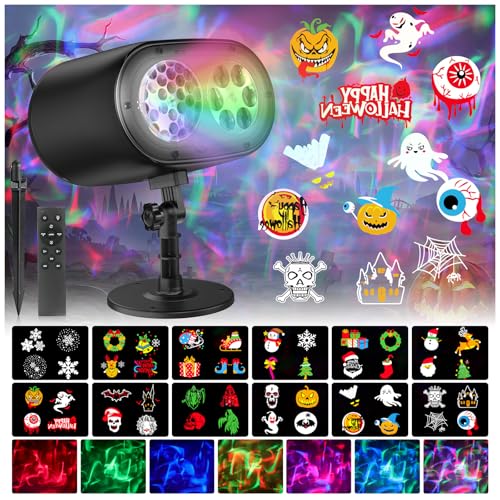 CAVWVTYU Projektor Verbesserte hellere HD-Halloween-Weihnachtsprojektorlichter, IP67 wasserdichtes Außenprojektorlicht mit Aurora, festliche Atmosphärenprojektionslichter für Haushof-Partydekorationen CAVWVTYU Projektor Verbesserte hellere HD-Halloween-Weihnachtsprojektorlichter, IP67 wasserdichtes Außenprojektorlicht mit Aurora, festliche Atmosphärenprojektionslichter für Haushof-Partydekorationen von CAVWVTYU
