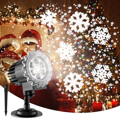 Projektor Weihnachten Aussen, LED-Lichter mit Schneefall-Effekt Weihnachtsdekoration Projektorleuchten für den Außenbereich IP65 wasserdicht Rotierender Projektor Außenbeleuchtung für Weihnachten, Neu von CAVWVTYU