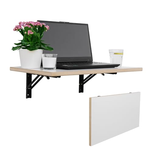CAWI Stabiler Wandklapptisch aus Massivholz: Platzsparender, Faltbarer Küchentisch und Schwebender Schreibtisch, Laminiertes MDF Klapptisch von CAWI