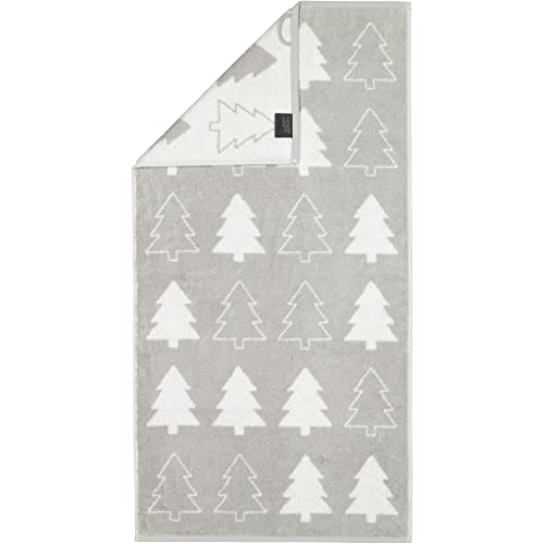 CAWÖ Home Handtücher Christmas Edition Tannenbäume Platin - 76 Handtuch 50x100 cm von Cawö