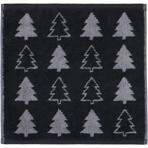 CAWÖ Home Seiftücher Christmas Edition Tannenbäume 794 schwarz - 90 30x30 cm von Cawö