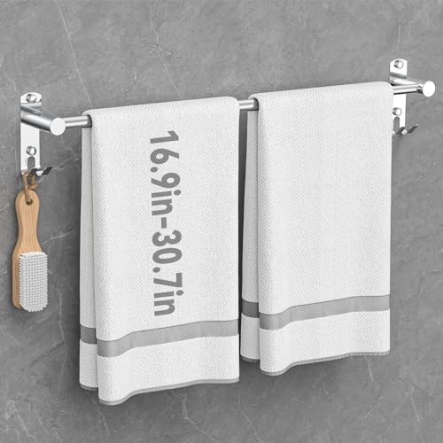Handtuchhalter Ausziehbar 43-78CM ohne Bohren Edelstahl handtuchstange Bad Wand kleben badetuchhalter wandmontage(Silber 1-Bar) von CAXIMSY