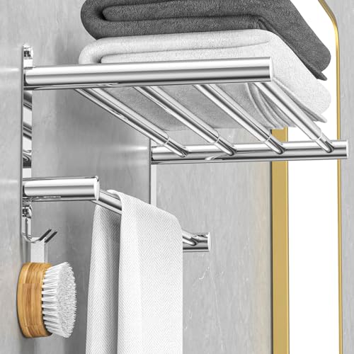 Handtuchhalter Ausziehbar 43-78CM ohne Bohren Edelstahl doppelt handtuchstange Bad Wand kleben badetuchhalter wandmontage (2-lagiger Handtuchhalter) von CAXIMSY