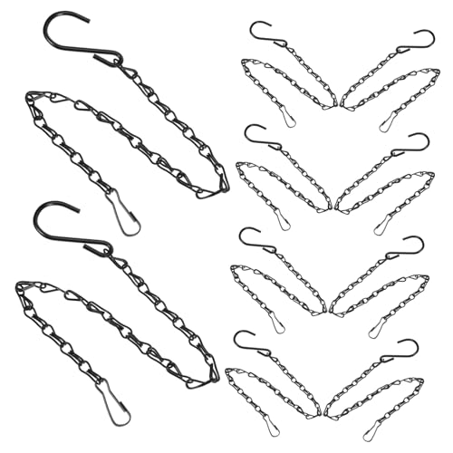 CAXUSD 12 Stück Teiliges Pflanzkörbe Hängeset aus Stabilem Eisen mit Haken Robuste Metallketten für Blumenampeln Vogelhäuser Futterstellen Vielseitig Einsetzbar Schwarze von CAXUSD