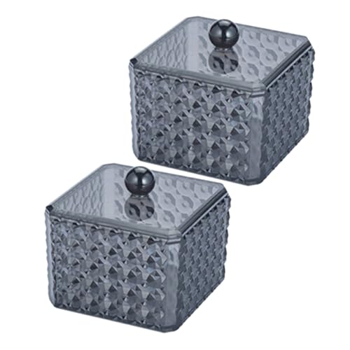 CAXUSD 2 Stück Teiliges Wattepads und Wattestäbchen Aufbewahrungsbox mit Transparentem Deckel Diamantmuster Design Stilvoller Organizer für Badezimmer und Schminktisch von CAXUSD