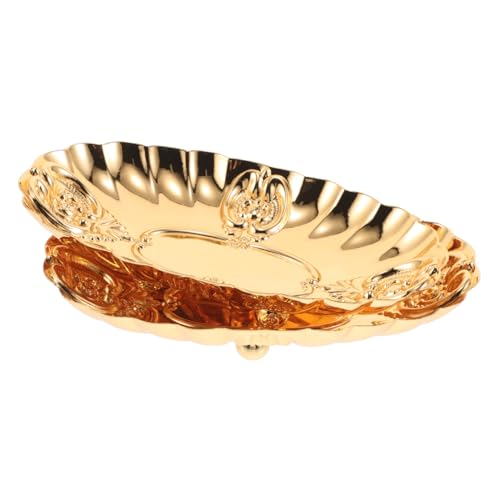 CAXUSD 2 Stück Vintage Metall Schmuckablage mit Filigraner Gravur Kompakter Schmuckhalter für Ringe Halsketten Armbänder Dekoratives Organizer-tablett für Badezimmer Schminktisch von CAXUSD