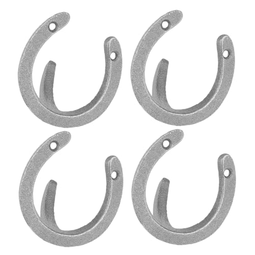 CAXUSD 4 Sätze Gusseisen Wandhaken Hufeisenform Robust Vintage Garderobenhaken Rustikale Dekoration Bauernhausstil für Schlüssel Mantel Hut Handtuch von CAXUSD