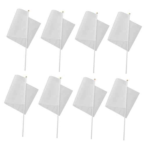 CAXUSD 50 Stück Weiße Mini-handwinkerflaggen aus Polyester mit Kunststoffstab Leichte Wetterfeste Diy-flaggen für Sportveranstaltungen Partys Festivals und Bastelprojekte von CAXUSD
