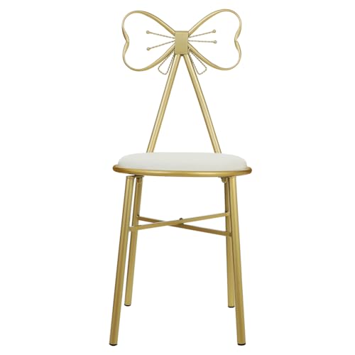 CAXUSD Butterfly Schminkstuhl mit Abnehmbarem Rückenpolster Verstellbarer Hocker für Damen für Schminktische und Maniküre Design Weiß von CAXUSD