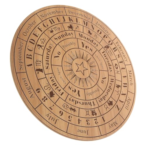 CAXUSD Holz Pendelbrett mit Geschnitztem Wahrsage Design Dekoratives Divinationsbrett aus Natürlichem Holz Glatte Oberfläche Künstlerisches Pendulum Letter Board für Spirituelle von CAXUSD