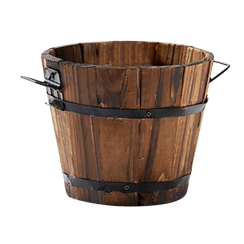 CAXUSD Klein Holz Pflanztopf Retro Blumentopf Für Garten Terrasse Robustes Nachhaltiges Material Mit Zwei Praktischen Griffen Für Sukkulenten Pflanzenpflege von CAXUSD