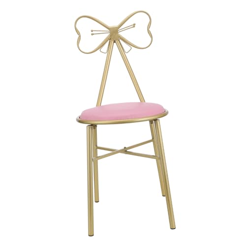 CAXUSD Makeup Stuhl mit Abnehmbarem Rückenlehne Eleganter Bow Chair für Schminktisch Schlafzimmer und Wohnzimmer Stabiler und Bequemer Hocker Modischem Design von CAXUSD