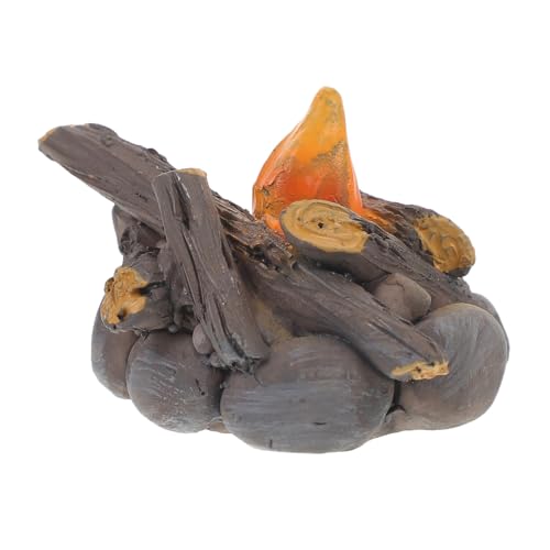 CAXUSD Miniatur Feuerstelle Modell aus Robustem Harz Detailreiches DIY Dekor für Garten Camping Party und Puppenhaus Lebensechte Flammenoptik Sicher und Kinderfreundlich von CAXUSD