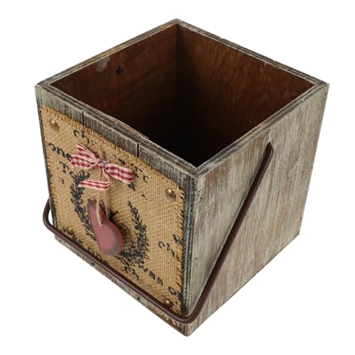 CAXUSD Rustikaler Blumentopf mit Jutebezug Quadratischer Vintage Pflanzenkübel für Sims und Tisch Kompakter Kräutertopf im Landhausstil für Drinnen und Draußen Dekorativer Centerpiece von CAXUSD