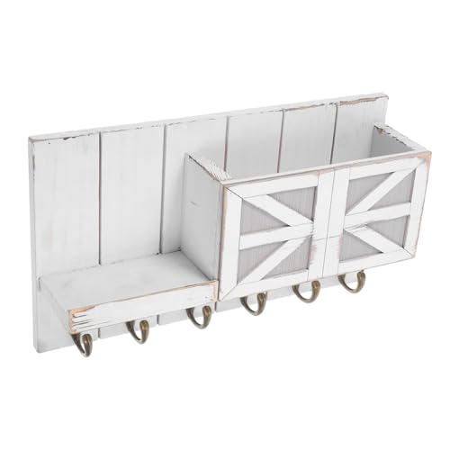 CAXUSD Wandmontierter Schlüssel und Briefhalter aus Holz Eleganter Organizer mit Haken und Ablage für Eingangsbereich Rustikaler Dekorativer Garderobenständer für Stilvolle von CAXUSD