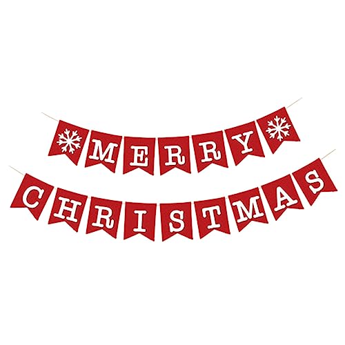 CAXUSD weihnachtsdeko Indoor-Banner drinnen Wimpelketten Fahne ziehen bis Weihnachtsschmuck Bandbanner Dekor Weihnachtsfahne Weihnachts-Streamer Weihnachten Ammer Schleife schmücken rot von CAXUSD