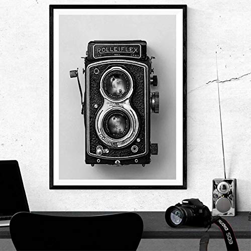 CAYBES Schlafzimmer Bild - Alte Kamera Poster Schwarz Weiß Vintage Kamera Druck Hipster Geschenk Fotografie Wandkunst Leinwand Malerei Retro Dekor 40x60cm Ungerahmt von CAYBES