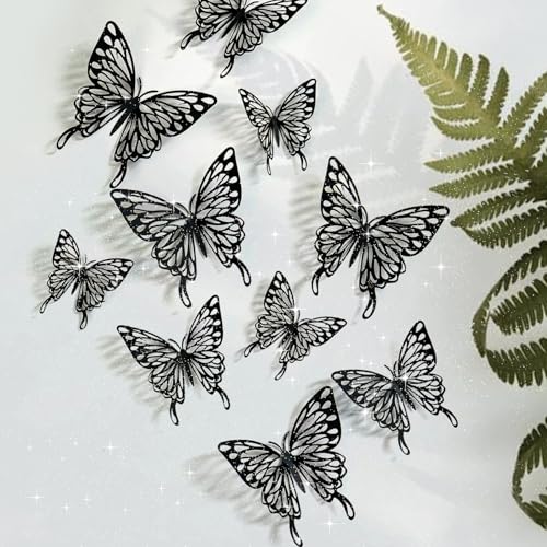 CAYUDEN 3D Schmetterlinge Wanddeko - 24 Stück in 3 Größen, Schwarz - Zum Aufkleben für Wand, Zimmer, Hochzeit, Party Dekoration CAYUDEN 3D Schmetterlinge Wanddeko - 24 Stück in 3 Größen, Schwarz - Zum Aufkleben für Wand, Zimmer, Hochzeit, Party Dekoration von CAYUDEN