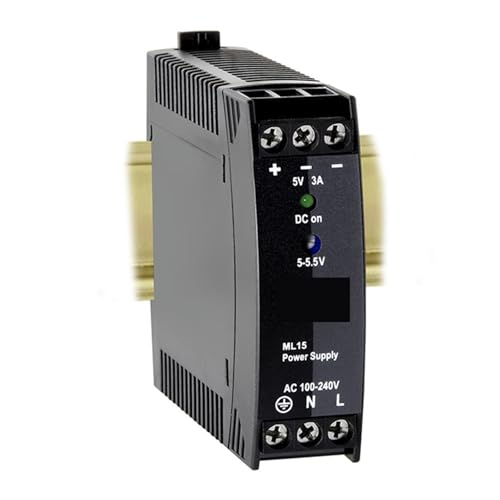 CAYUND Hutschienen-Netzteil for 1-phasige ML15.051 DC-Ausgang 5-5,5 Vdc 3-2,7 A 15 W Eingang AC 100-240 V (-15%/+10%) DC 110 V - 300 V (-20%/+25%) von CAYUND
