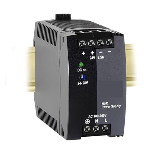 CAYUND Hutschienen-Netzteil for 1-phasige ML60.241 DC-Ausgang 24-28 Vdc 2,5-2,1 A 60 W Eingang AC 100-240 V (-15%/+10%) DC 110 V - 300 V (-20%/+25%) von CAYUND