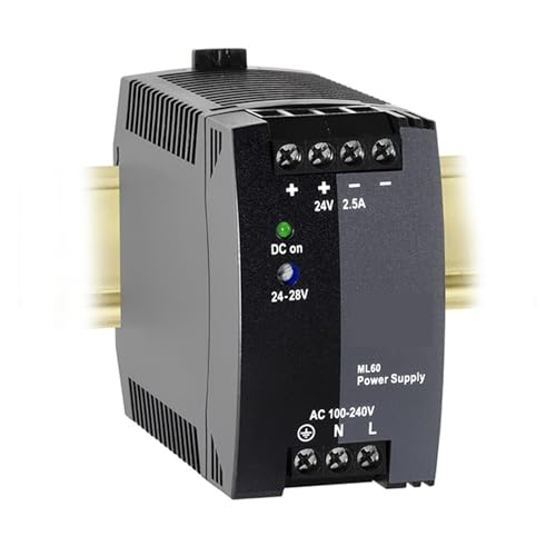 CAYUND Hutschienen-Netzteil for 1-phasige ML60.242 DC-Ausgang 24-28 Vdc 2,5-2,1 A 60 W Eingang AC 100-240 V (-15%/+10%) DC 110 V - 300 V (-20%/+25%) von CAYUND