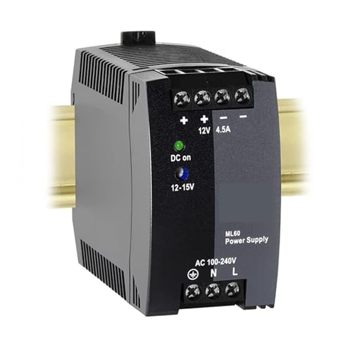 CAYUND Hutschienen-Netzteil for 1-phasiges ML60.121 DC-Ausgang 12-15 Vdc 4,5-3,6 A 54 W Eingang AC 100-240 V (-15%/+10%) DC 110 V - 300 V (-20%/+25%) von CAYUND